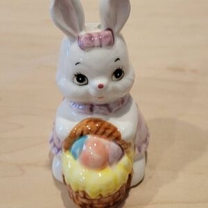 Ceramic Bunny Figurine with Basket